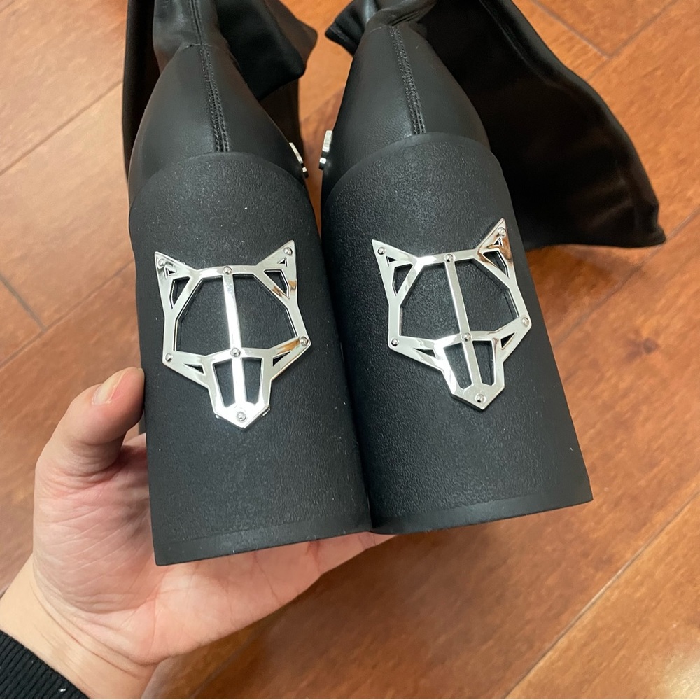 naked wolfe impact pu mid calf black stretch boots nwt - Picture 9 of 13